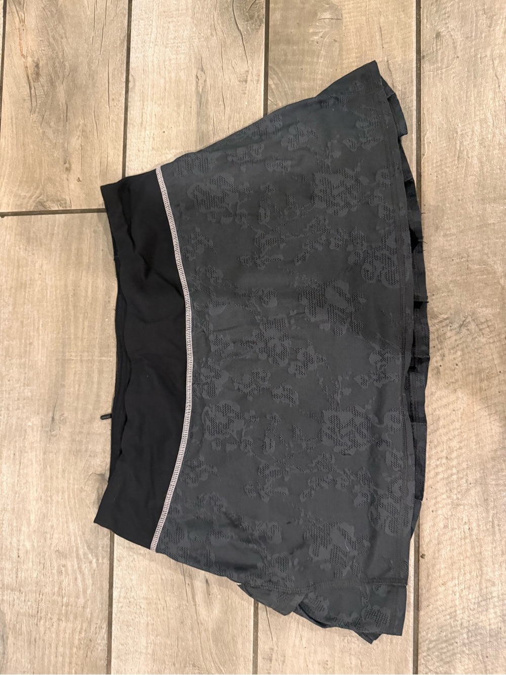 Black Lace-Overlay Skirt with Contrast Waistband